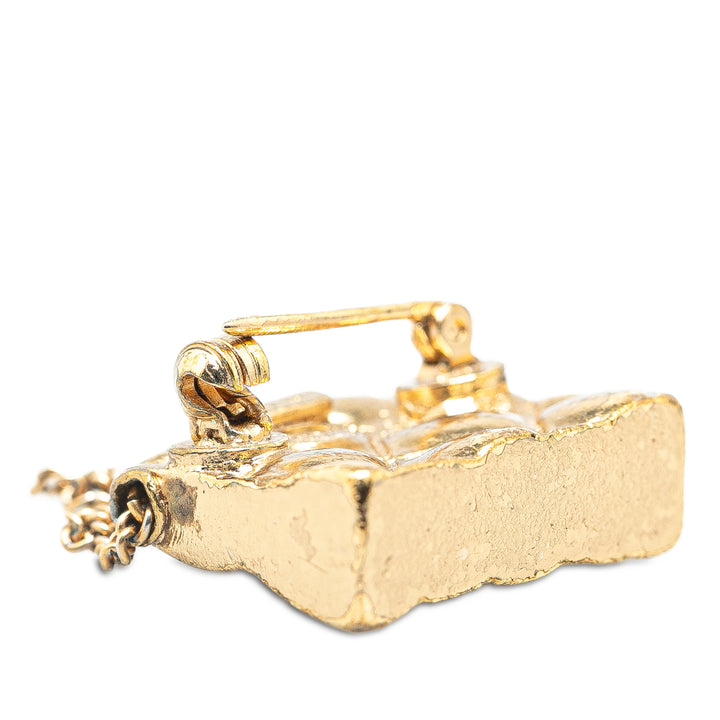 CC Quilted Flap Bag Brooch Gold - Gaby Paris