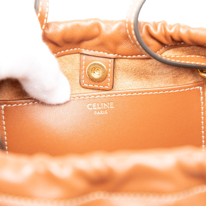 Celine Small Cuir de veau Cuir Triomphe Cabas Drawstring Sac