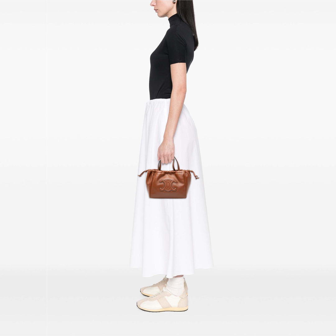 Celine Small Cuir de veau Cuir Triomphe Cabas Drawstring Sac