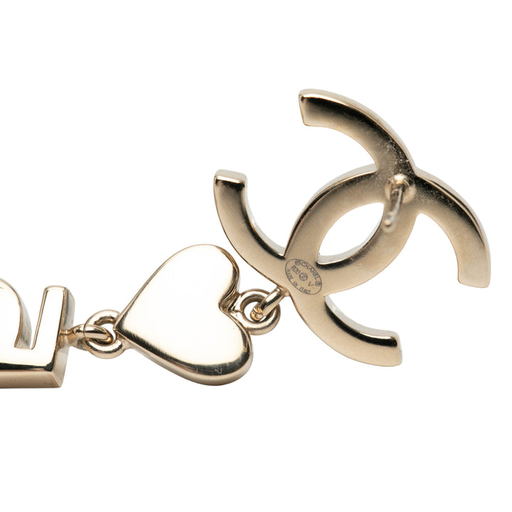 Chanel Doré Plated CC Crystal Faux Pearl Charming Winter Star Heart Drop Push Back Boucle d’oreilles Doré