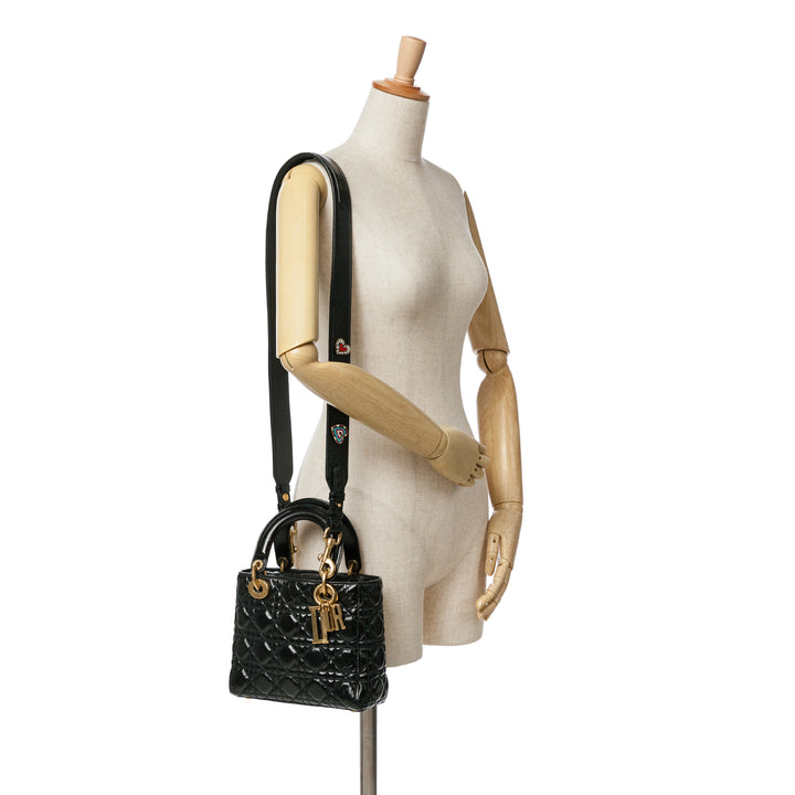 Small Crinkled Patent Cannage My ABCDior Lady Dior Black - Gaby Paris