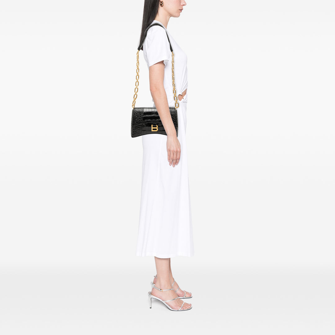 Balenciaga Croc embossé Cuir Downtown Sac porté croisé XS