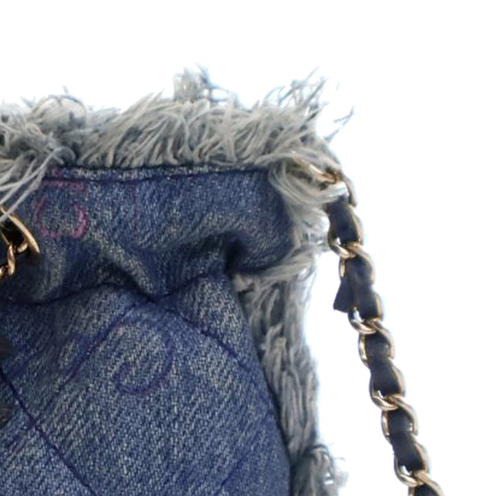 Mini Denim Mood Bucket with Chain Blue - Gaby Paris
