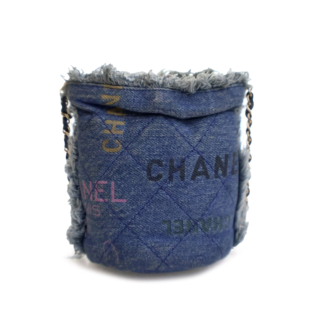 Mini Denim Mood Bucket with Chain Blue - Gaby Paris