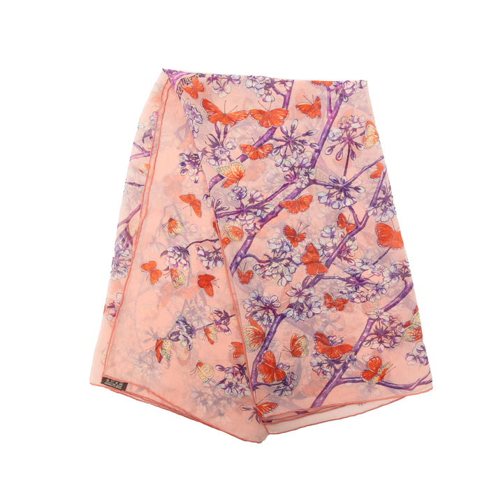 Hermès Vol Amoureux des Azures Mousseline Foulard 90 Rose – vue principale – GABY PARIS