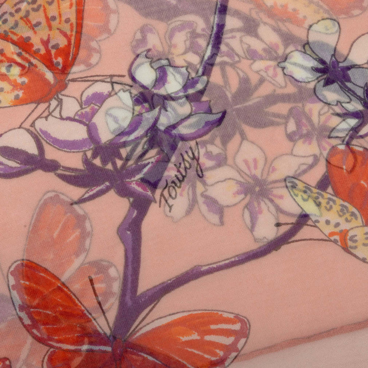 Hermès Vol Amoureux des Azures Mousseline Foulard 90 Rose – vue 3 – GABY PARIS
