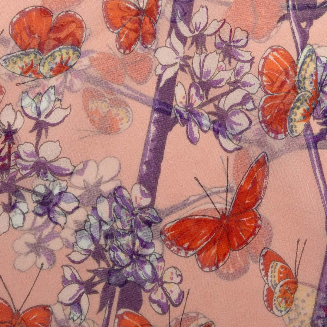 Hermès Vol Amoureux des Azures Mousseline Foulard 90 Rose – vue 5 – GABY PARIS
