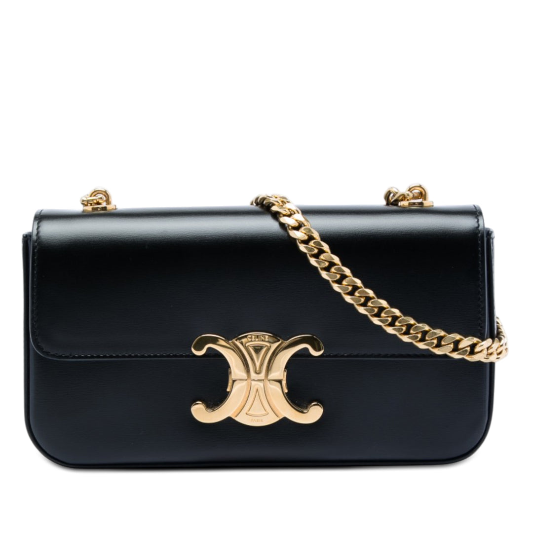 Celine brillant Cuir de veau Claude Chain Sac bandoulière