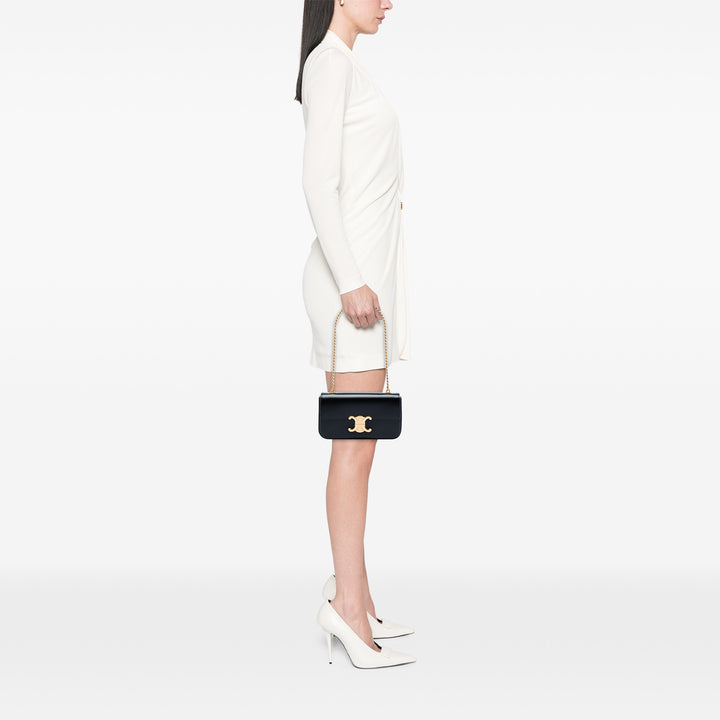 Celine brillant Cuir de veau Claude Chain Sac bandoulière