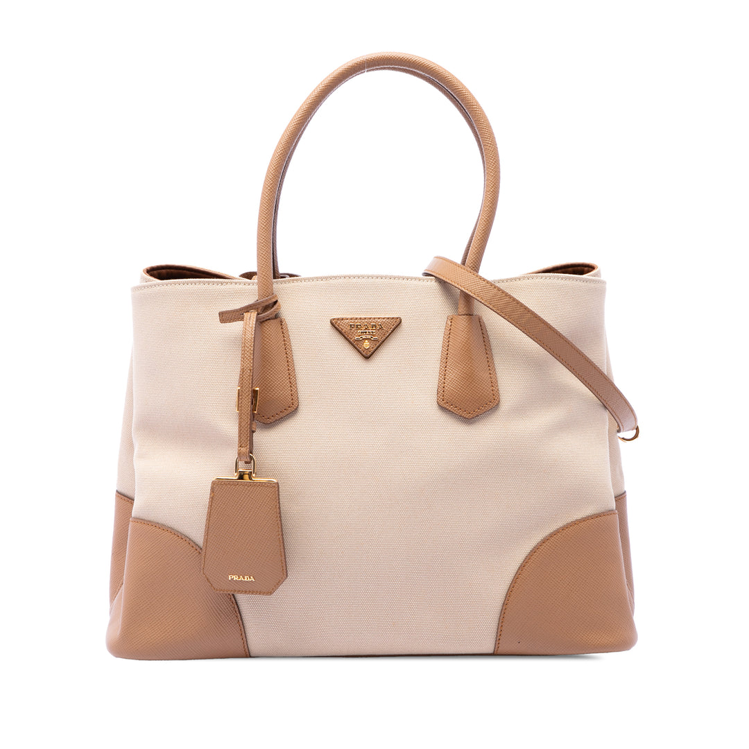 Prada Medium Toile et Saffiano Cuir Double Sac