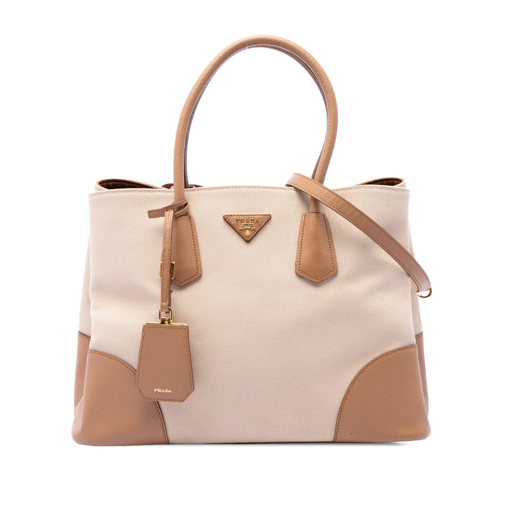 Prada Medium Toile et Saffiano Cuir Double Sac