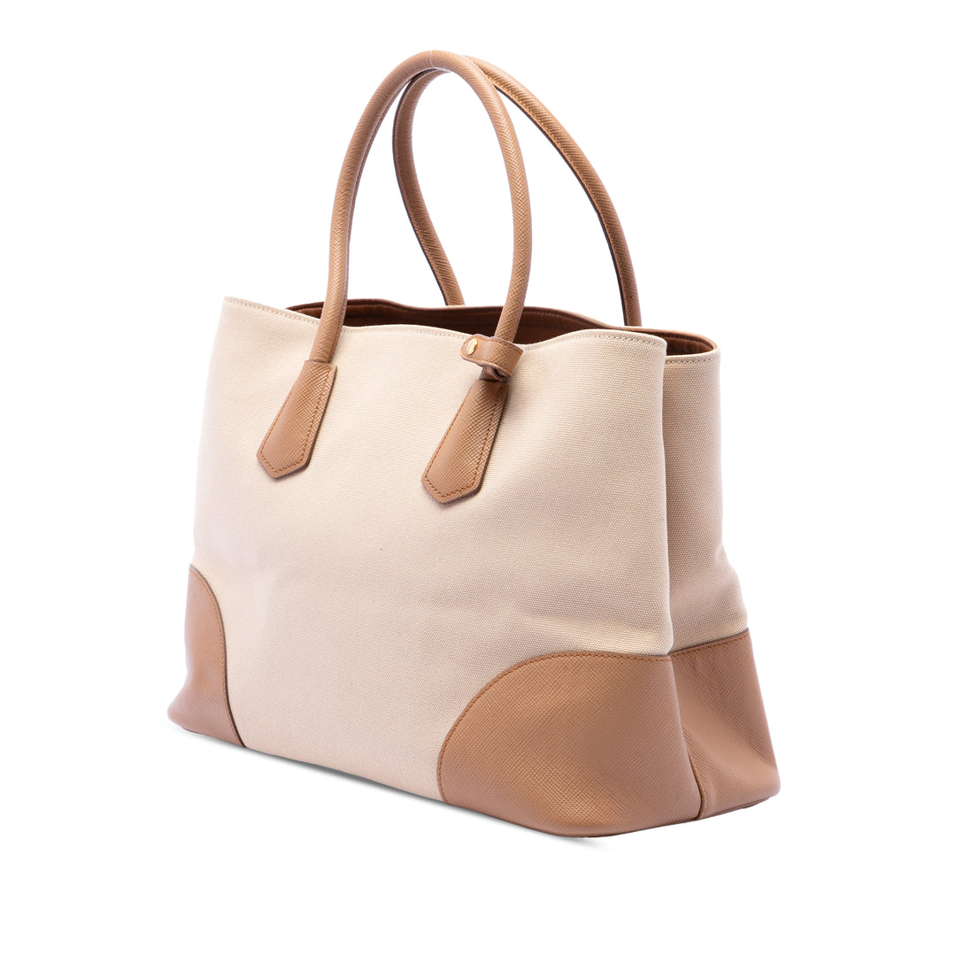 Prada Medium Toile et Saffiano Cuir Double Sac