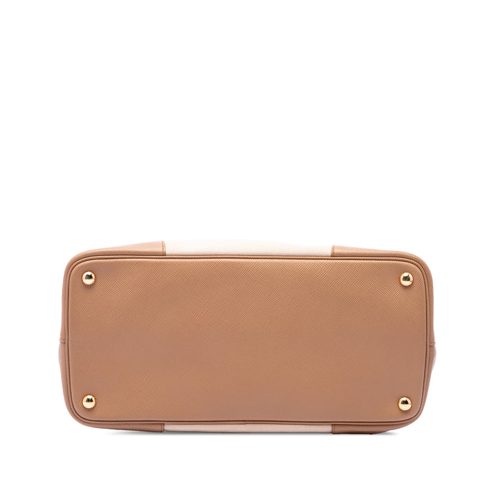 Prada Medium Toile et Saffiano Cuir Double Sac