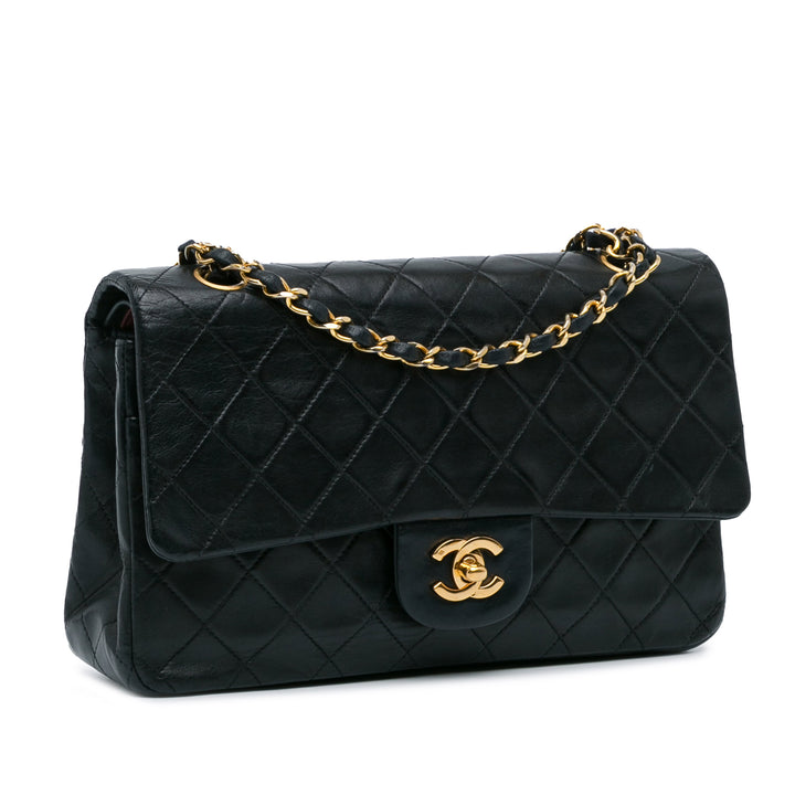 Medium Classic Lambskin Double Flap Black - Gaby Paris