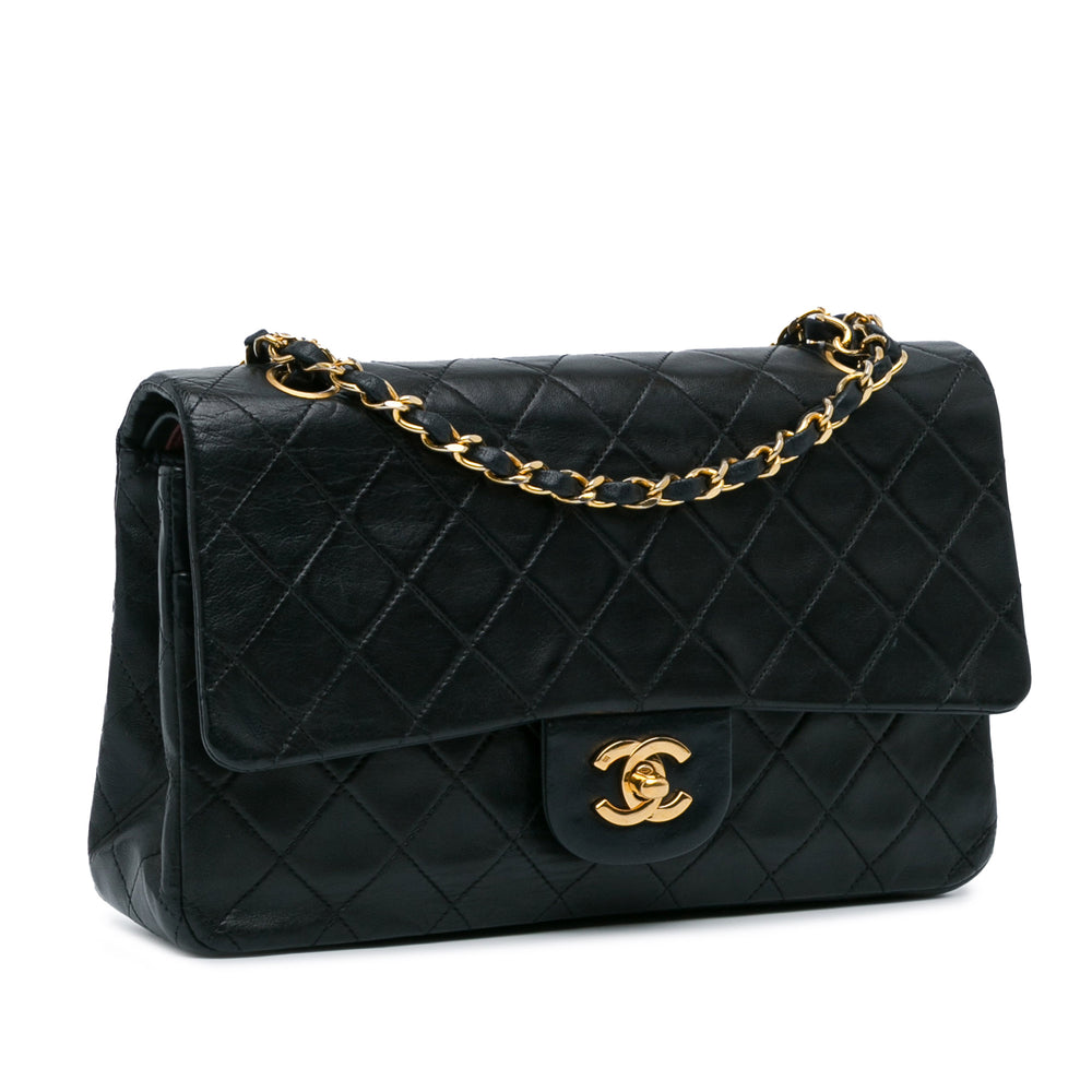 Medium Classic Lambskin Double Flap Black - Gaby Paris