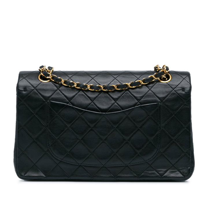 Medium Classic Lambskin Double Flap Black - Gaby Paris