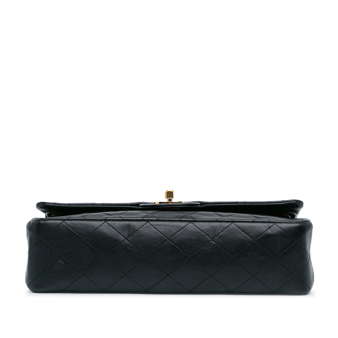 Medium Classic Lambskin Double Flap Black - Gaby Paris