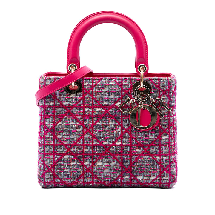 Macrocannage Lady Dior Moyen Tweed Rose
