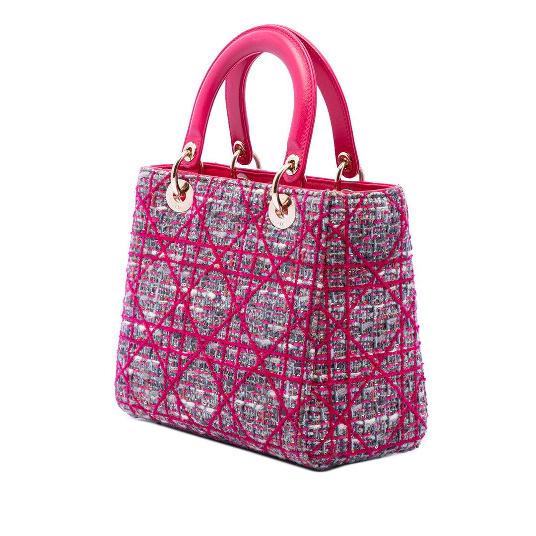 Macrocannage Lady Dior Moyen Tweed Rose