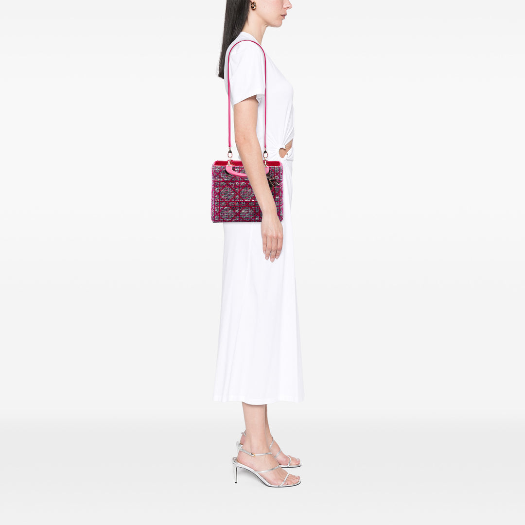 Macrocannage Lady Dior Moyen Tweed Rose