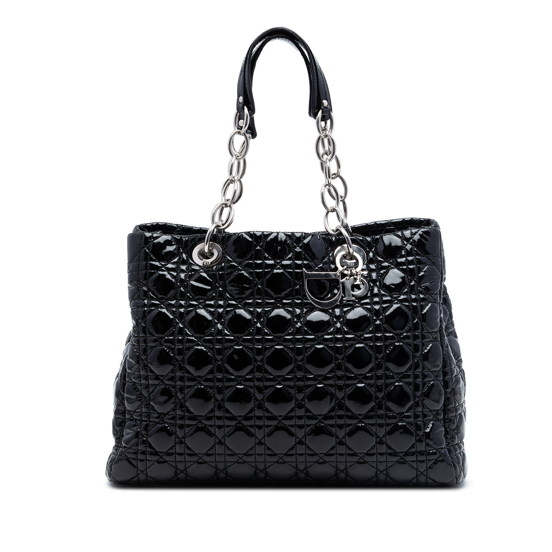 Dior Large Cuir verni Cannage Lady Dior Soft Shopping Cabas