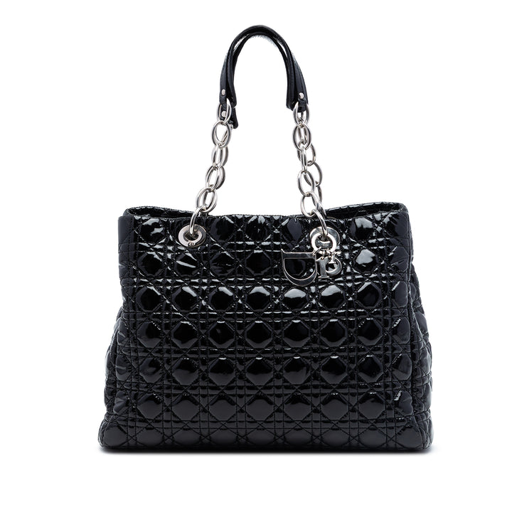 Dior Large Cuir verni Cannage Lady Dior Soft Shopping Cabas