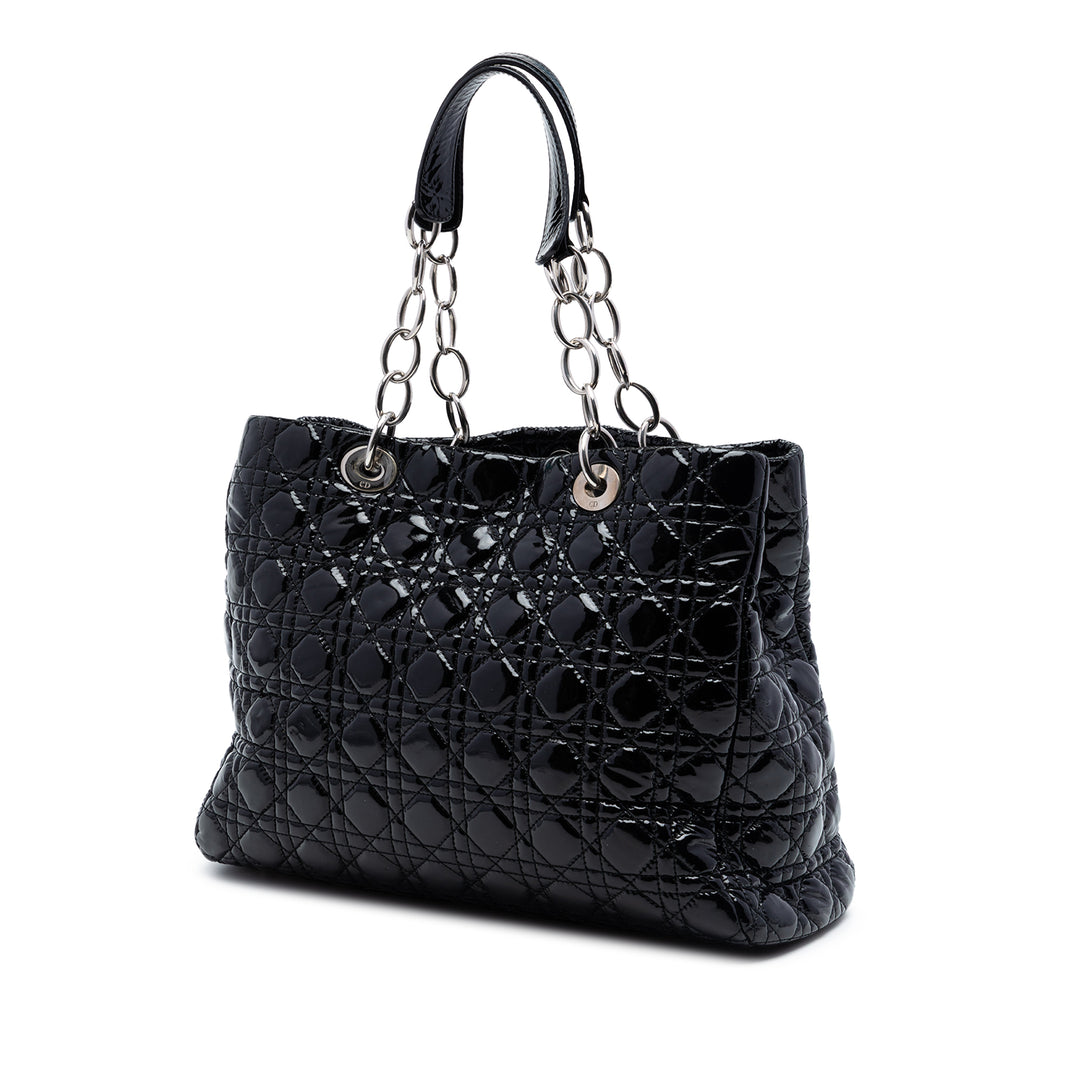 Dior Large Cuir verni Cannage Lady Dior Soft Shopping Cabas