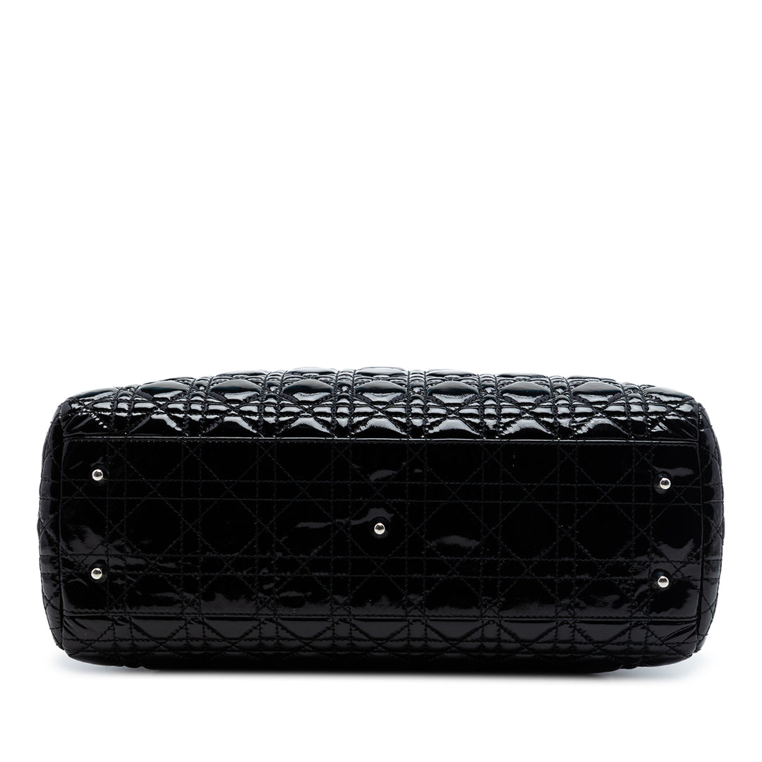Dior Large Cuir verni Cannage Lady Dior Soft Shopping Cabas