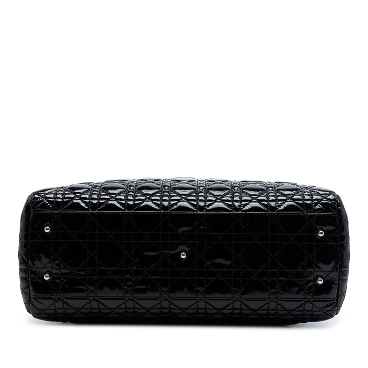 Dior Large Cuir verni Cannage Lady Dior Soft Shopping Cabas