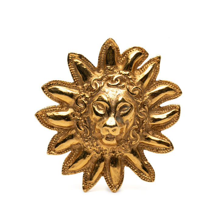 Chanel plaqué CC Lion Sun Broche
