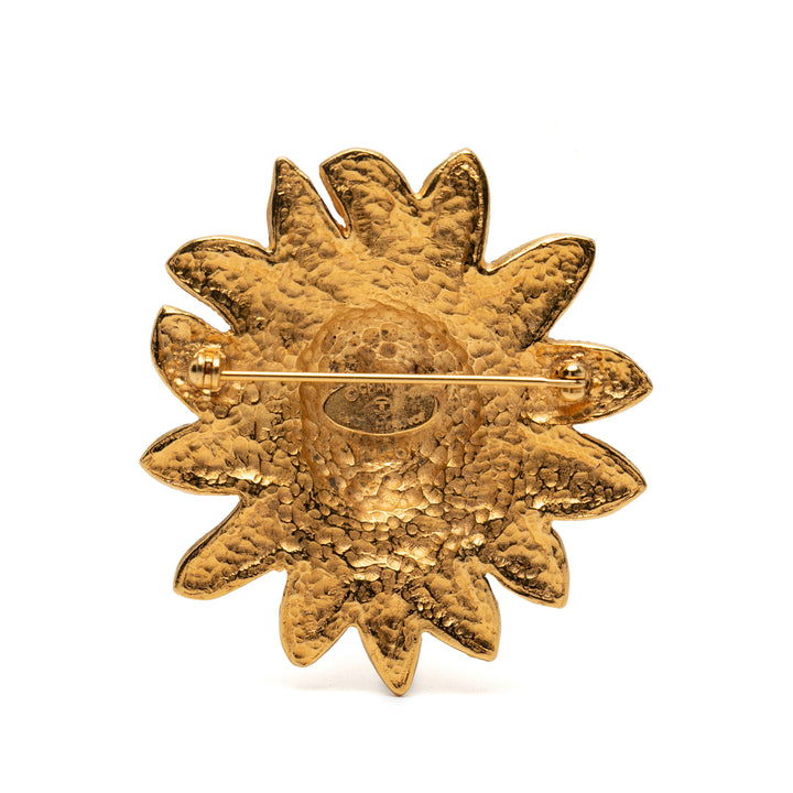 Chanel plaqué CC Lion Sun Broche