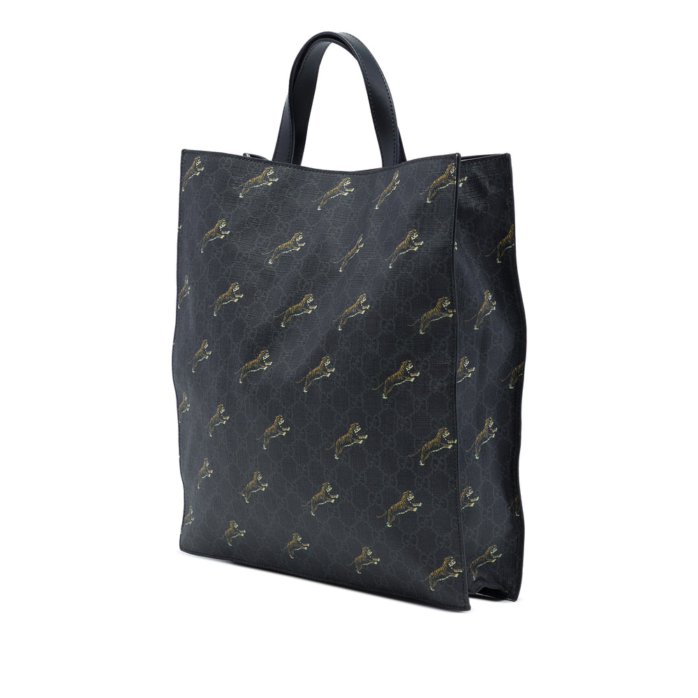 Gucci Cabas Web Tiger Souple GG Supreme Noir – vue 2 – GABY PARIS