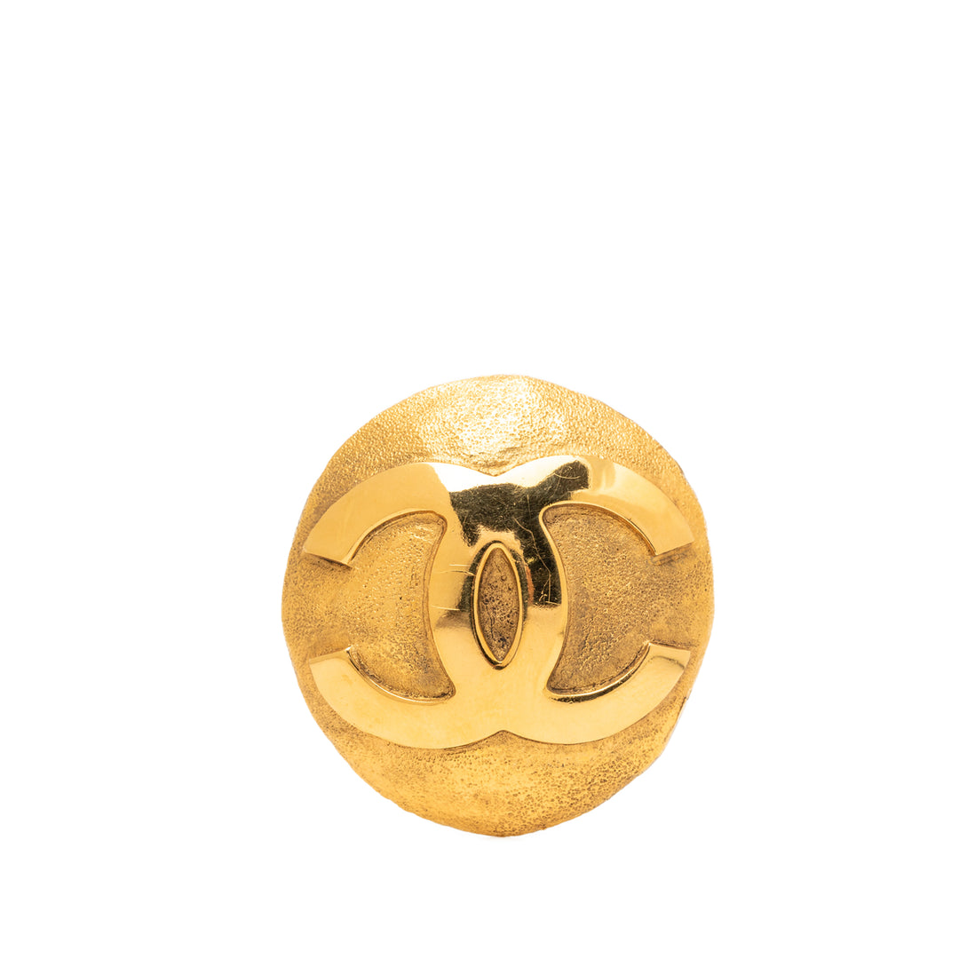 Chanel CC plaqué Rond Pin Broche Métal