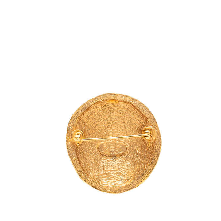 Chanel CC plaqué Rond Pin Broche Métal