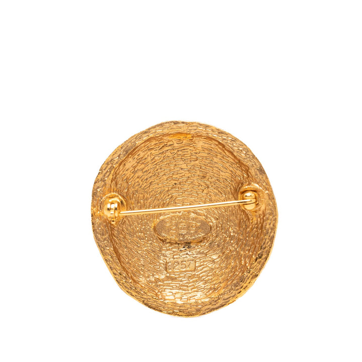Chanel CC plaqué Rond Pin Broche Métal