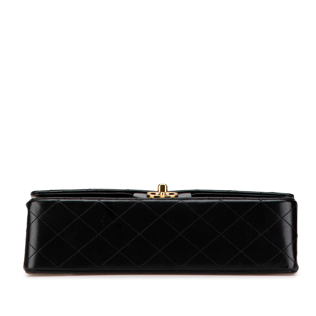 Medium Classic Lambskin Double Flap Black - Gaby Paris