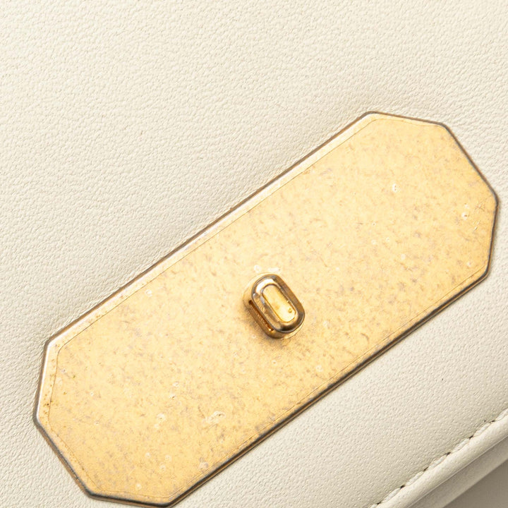 Small Quilted Calfskin Octagon CC Clasp Flap White - Gaby Paris