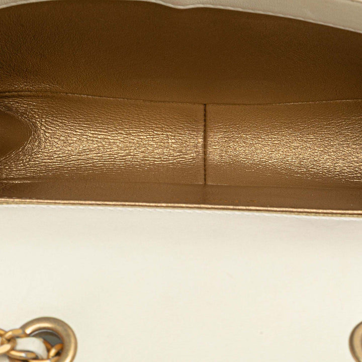 Small Quilted Calfskin Octagon CC Clasp Flap White - Gaby Paris