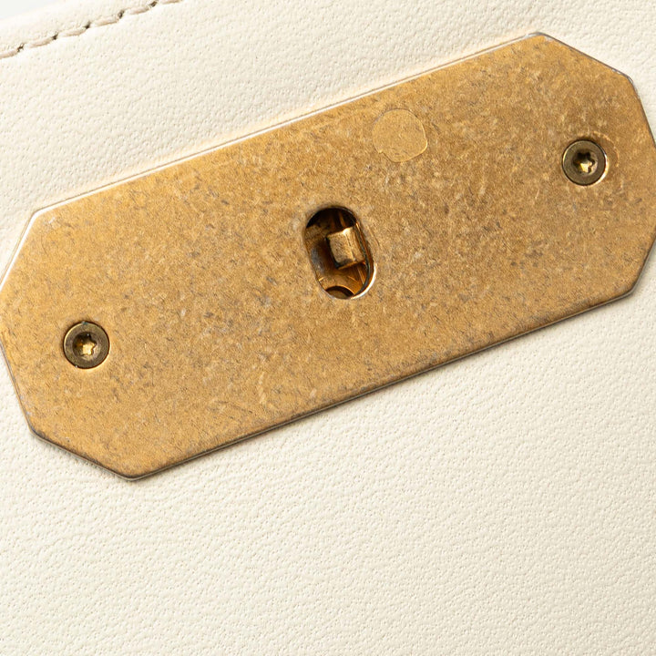 Small Quilted Calfskin Octagon CC Clasp Flap White - Gaby Paris