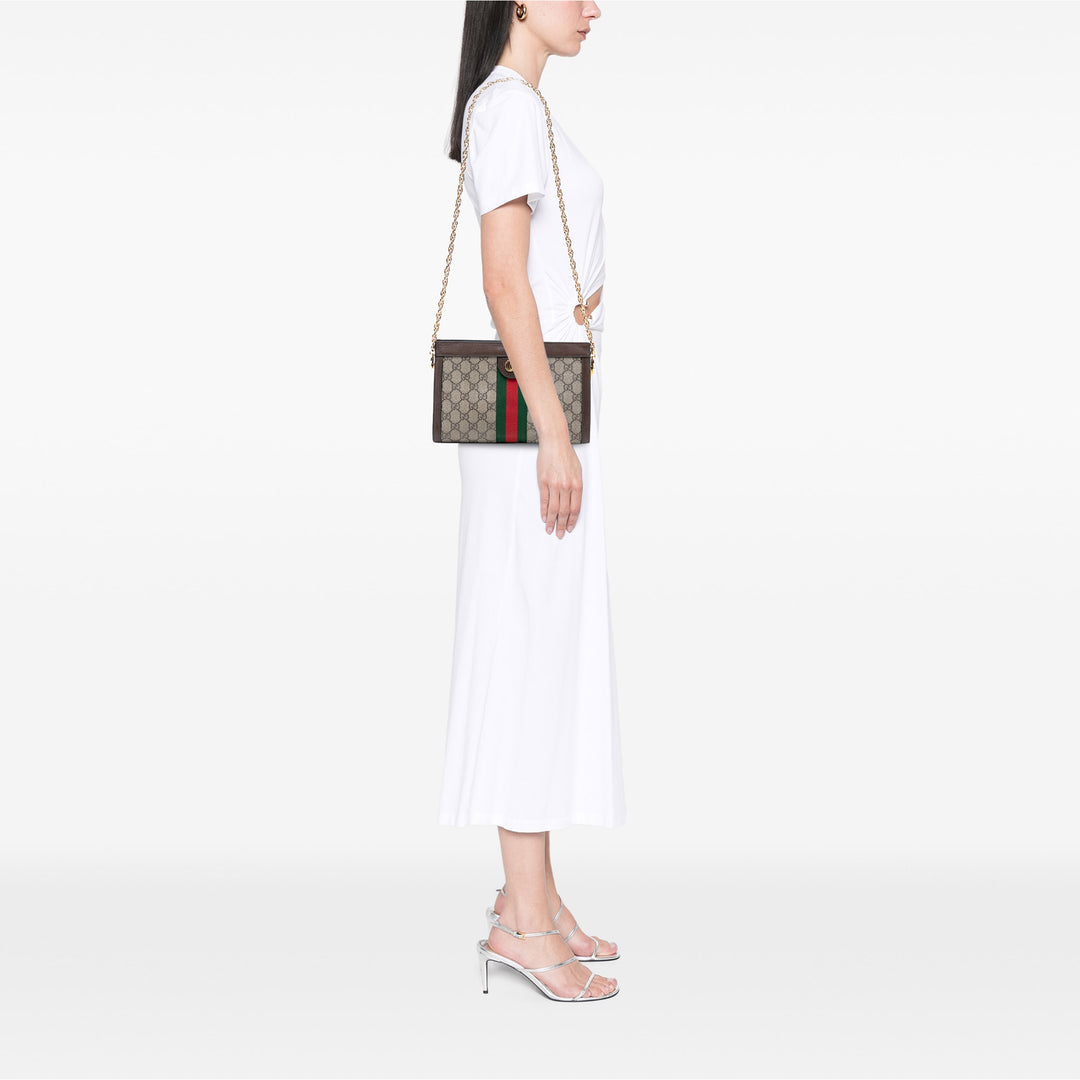 Gucci Small GG Supreme Web Ophidia Chain Sac porté croisé
