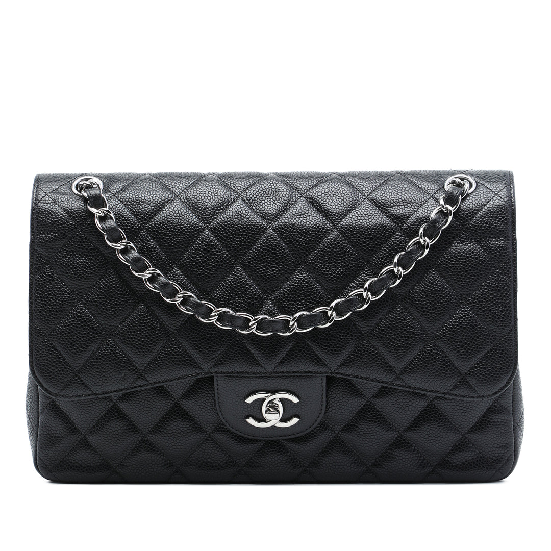Classic Double rabat Jumbo Cuir caviar Noir