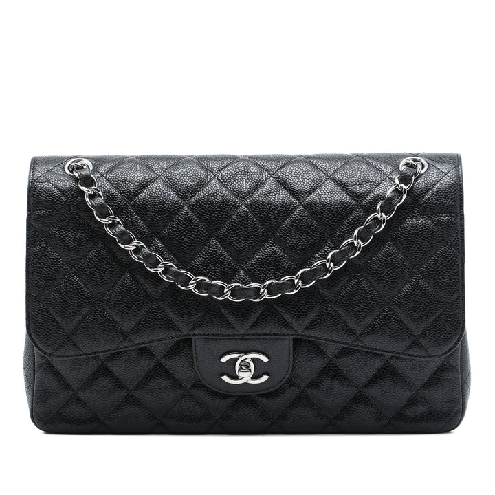 Classic Double rabat Jumbo Cuir caviar Noir