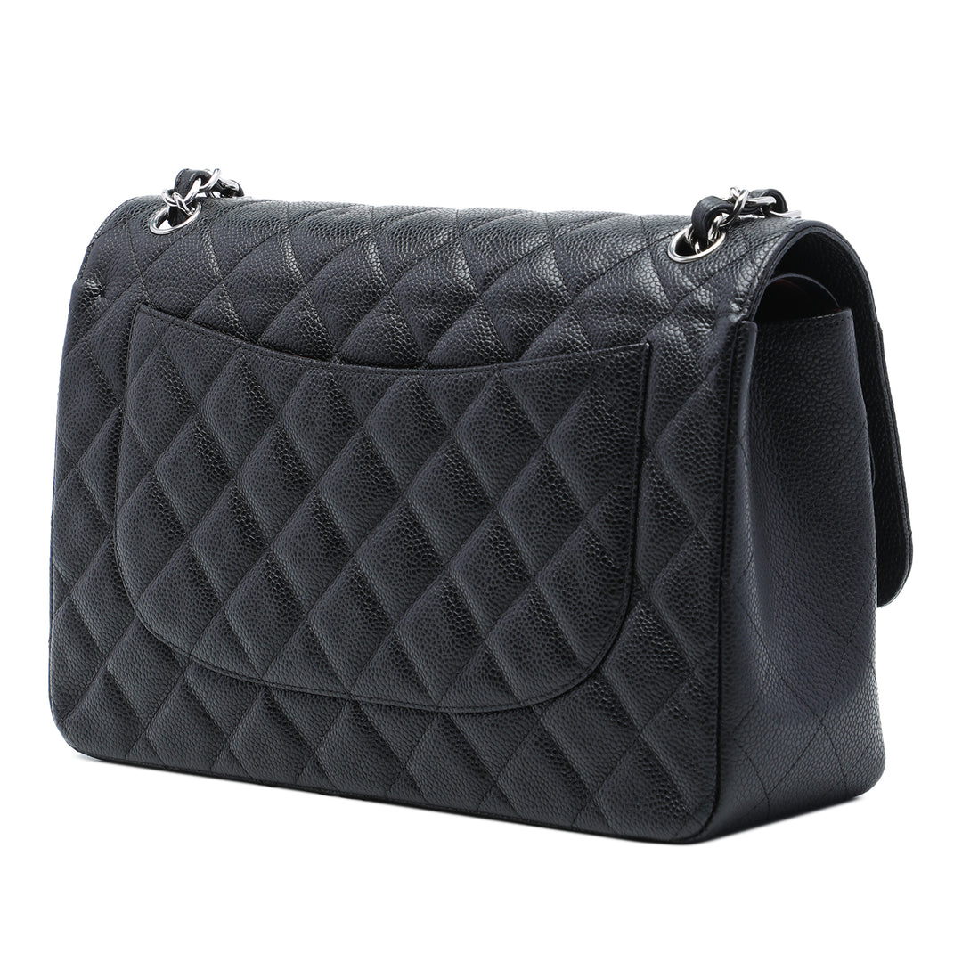 Classic Double rabat Jumbo Cuir caviar Noir