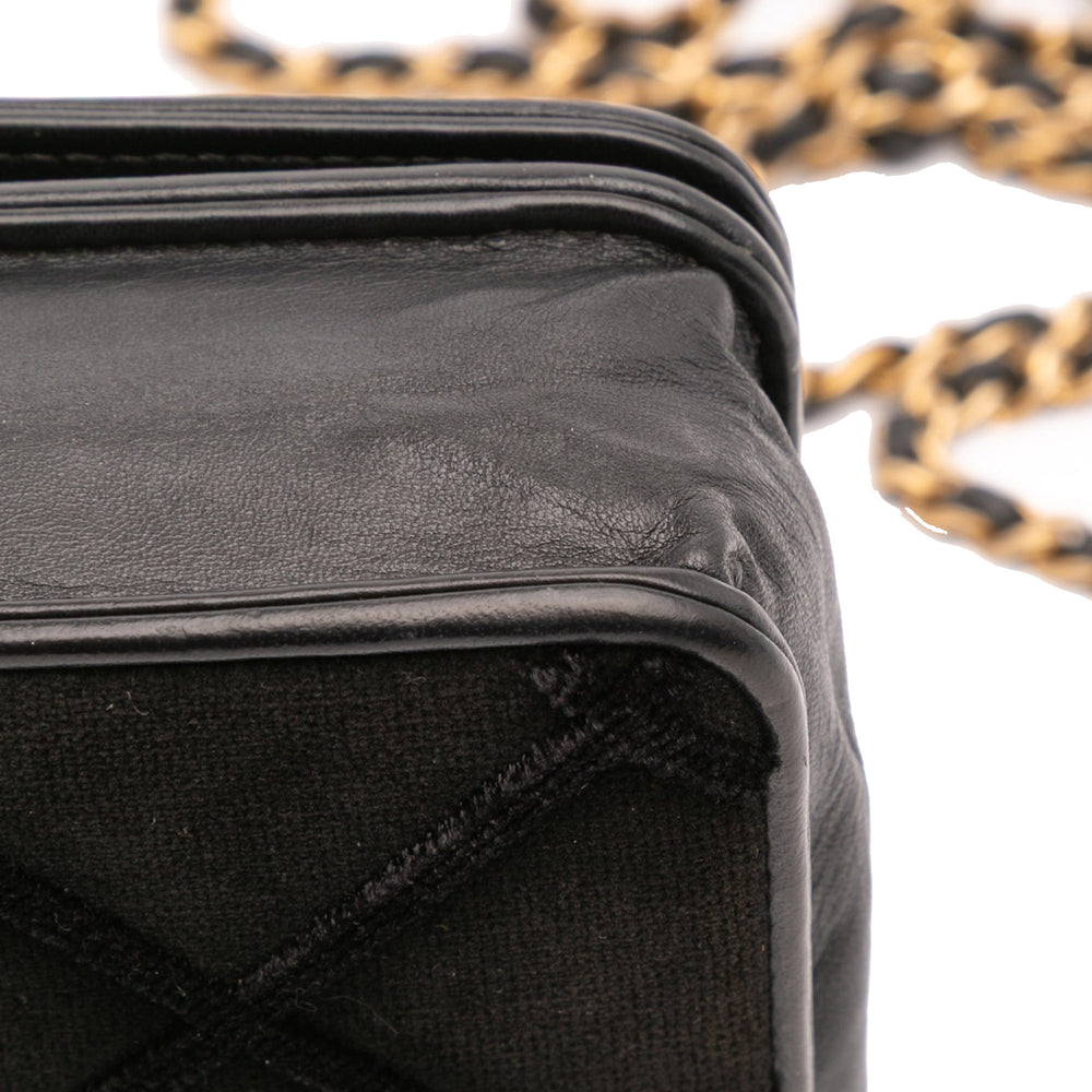 CC Quilted Velvet Wallet on Chain Black - Gaby Paris