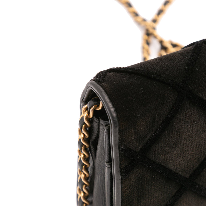 CC Quilted Velvet Wallet on Chain Black - Gaby Paris