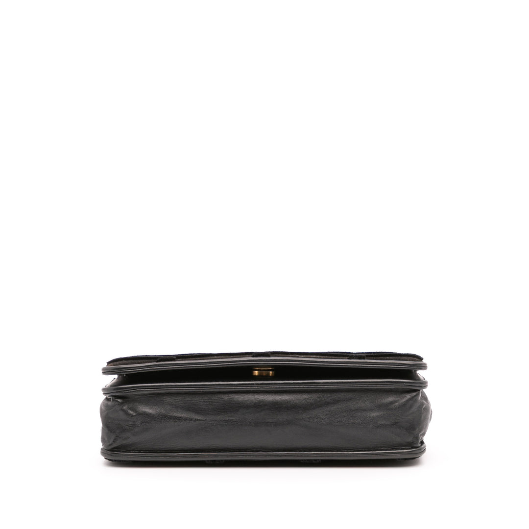 CC Quilted Velvet Wallet on Chain Black - Gaby Paris