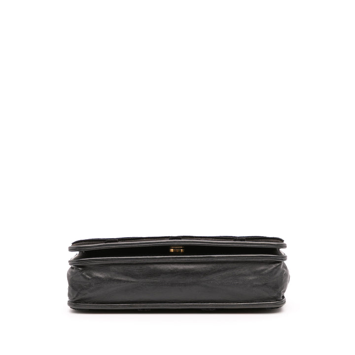 CC Quilted Velvet Wallet on Chain Black - Gaby Paris