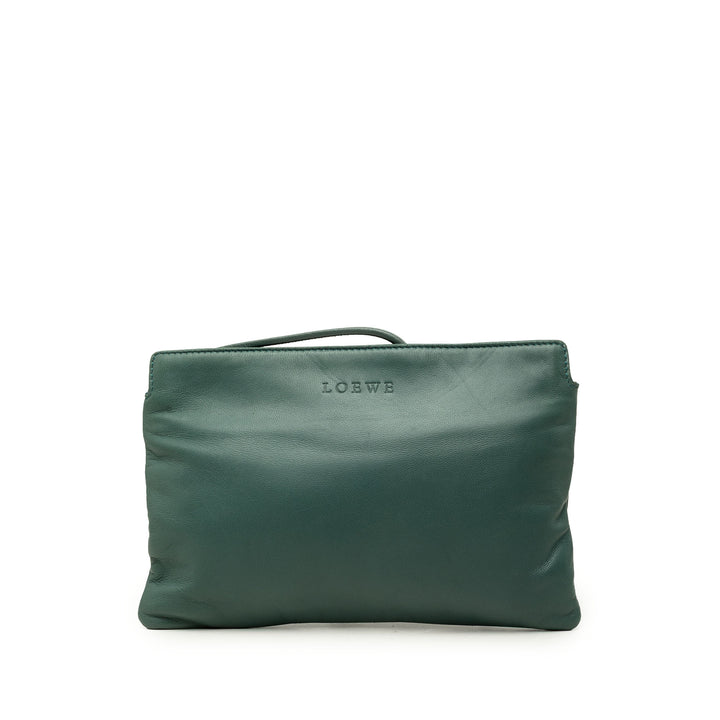 LOEWE Pochette Logo Wristlet Material Vert – vue principale – GABY PARIS