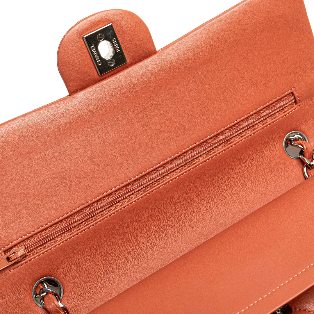 Chanel Medium Classic Cuir d’agneau Double rabat Orange