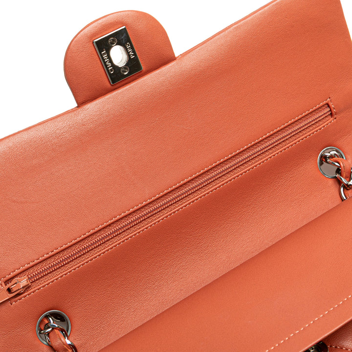 Chanel Medium Classic Cuir d’agneau Double rabat Orange